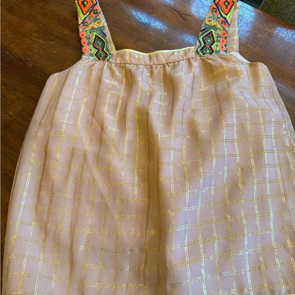 Anthropologie Sunlight Hours Tank Pink Metallic Embroidery - Picture 7 of 8